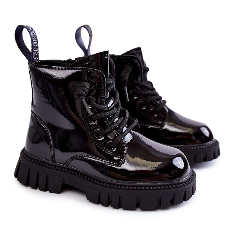 PA1 Lakirane crne tople čizme Heidi crno