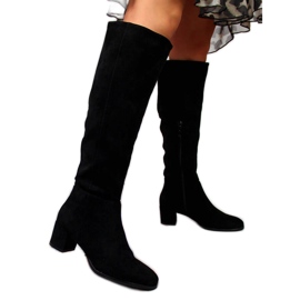 Crne Sergio Leone tople ženske čizme na stup crno