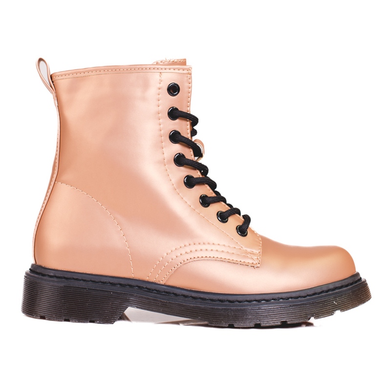 Shelovet zlatne ženske čizme s metalnim sjajem smeđa