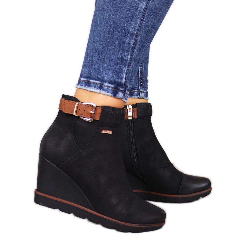 Crne crne Filippo tenisice na wedge crno