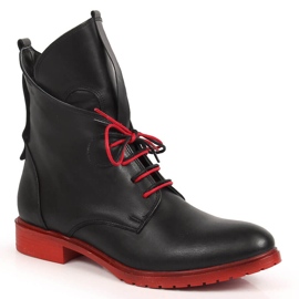 Crne kožne čizme na vezanje Artiker crna