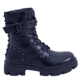 Čizme na vezanje Frankee Black crna