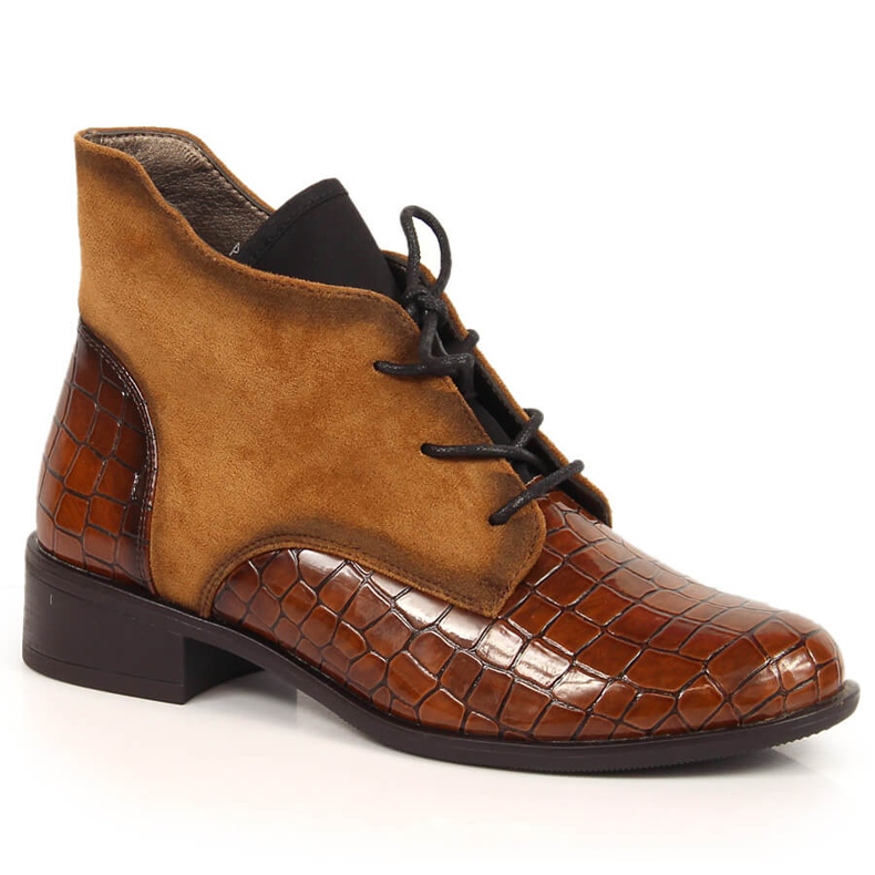 Ženske tople smeđe Jezzi čizme na vezanje smeđa