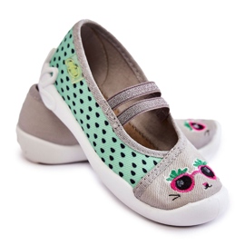 BEFADO S.A. Papuče Ballerina Befado Kitten 116X304 Zeleno-sive zelena