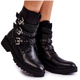 PG1 Ženske tople čizme s prugama Jednobojne crne Lambert crna