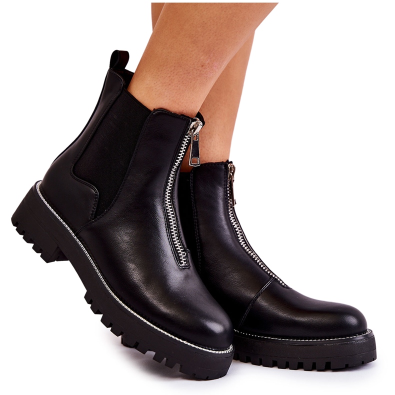 PG1 Modne tople čizme crne Madeleine crno