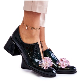 PA2 Lakirane mozaik cipele s prozirnim zelenim Delaver ukrasom zelena