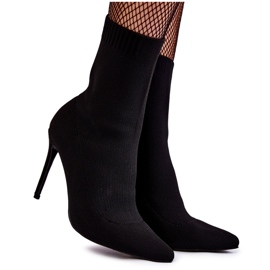 WS1 Ženske visoke čizme s čarapom na petu Crne Luisell crna