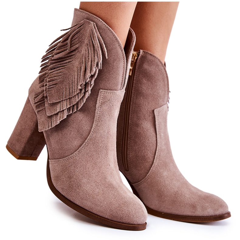 Ženske čizme od brušene kože Lewski Shoes 3093 Cappucino smeđa