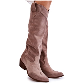 Ženske čizme na visoku petu Lewski Shoes 3235 Cappucino bež