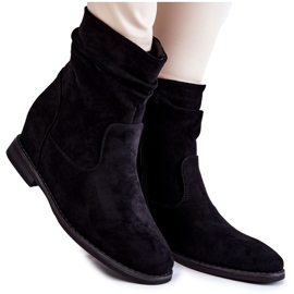 S.Barski Modne čizme od brušene kože na skrivenom klinu. Black Finney crna