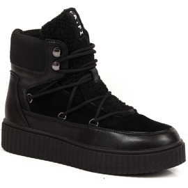 Ženske čizme na vezanje s izoliranom crnom Laura La.Fi platformom crna