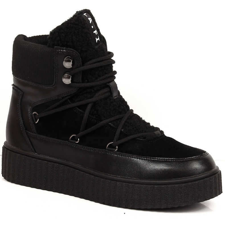 Ženske čizme na vezanje s izoliranom crnom Laura La.Fi platformom