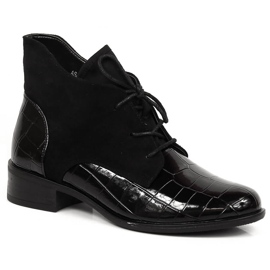 Ženske crne izolirane Jezzi čizme na vezanje crna