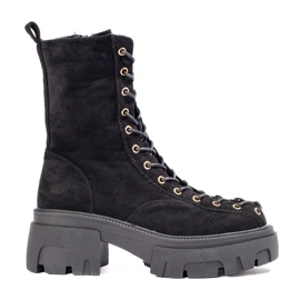 Ženska radna obuća na vezanje od crne antilop kože crna