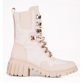 Ženske čizme na vezanje na platformi Shelovet bež