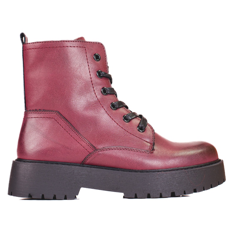 Sergio Leone Ženske kestenjaste čizme na vezanje na platformi Shelovet crvena