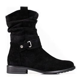 W. Potocki Crne ženske čizme s naboranim gornjištem Potocki crna