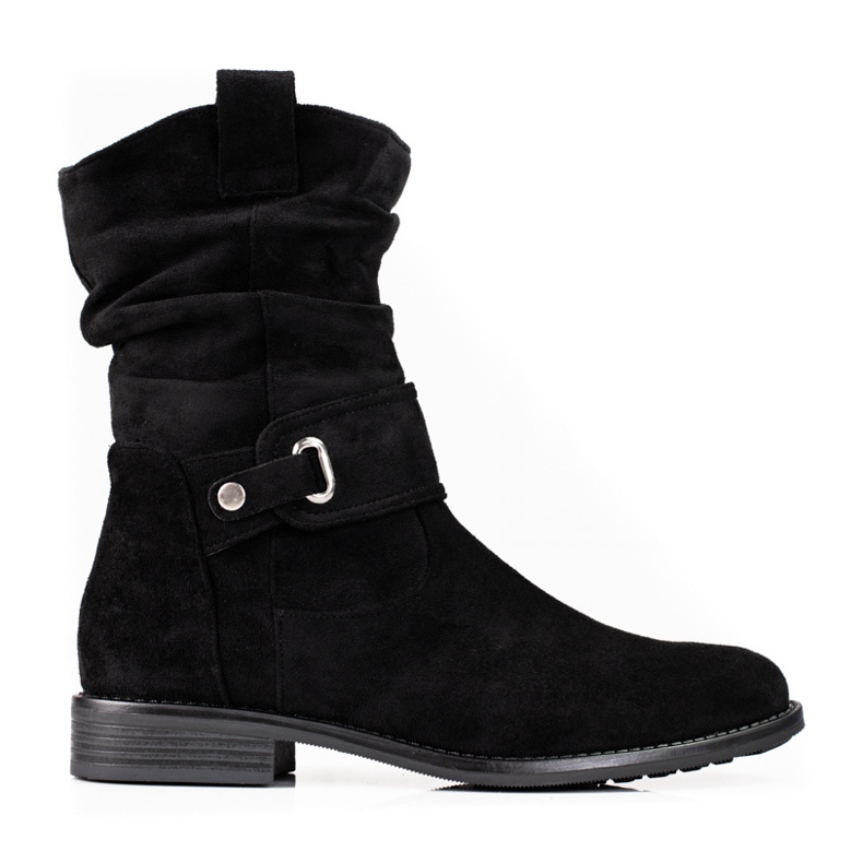 W. Potocki Crne ženske čizme s naboranim gornjištem Potocki crno