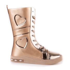 Čizme za djevojčice s visokom koljenicom Shelovet zlatne boje zlatni