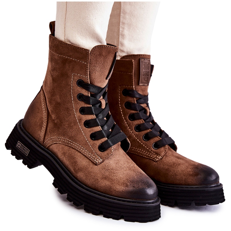 Ženske čizme od brušene kože Big Star KK274504 Smeđe smeđa