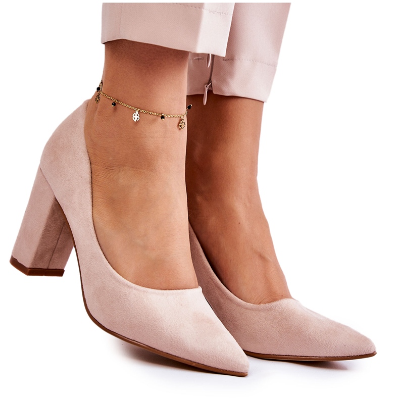 PS1 Klasične cipele od brušene kože na bež Kendra potpetici smeđa