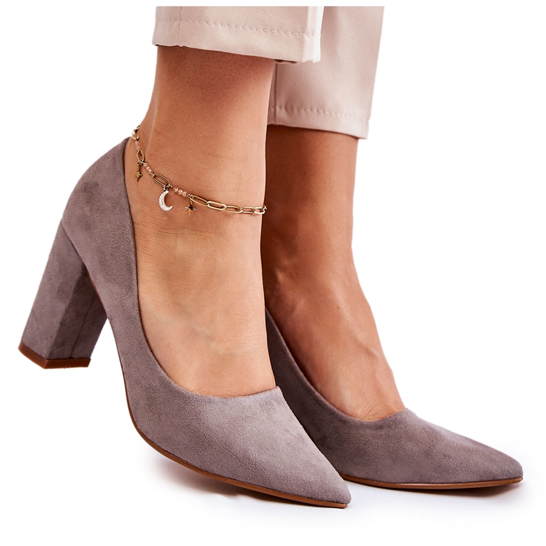 PS1 Klasične cipele od brušene kože na sivoj Kendra peti siva