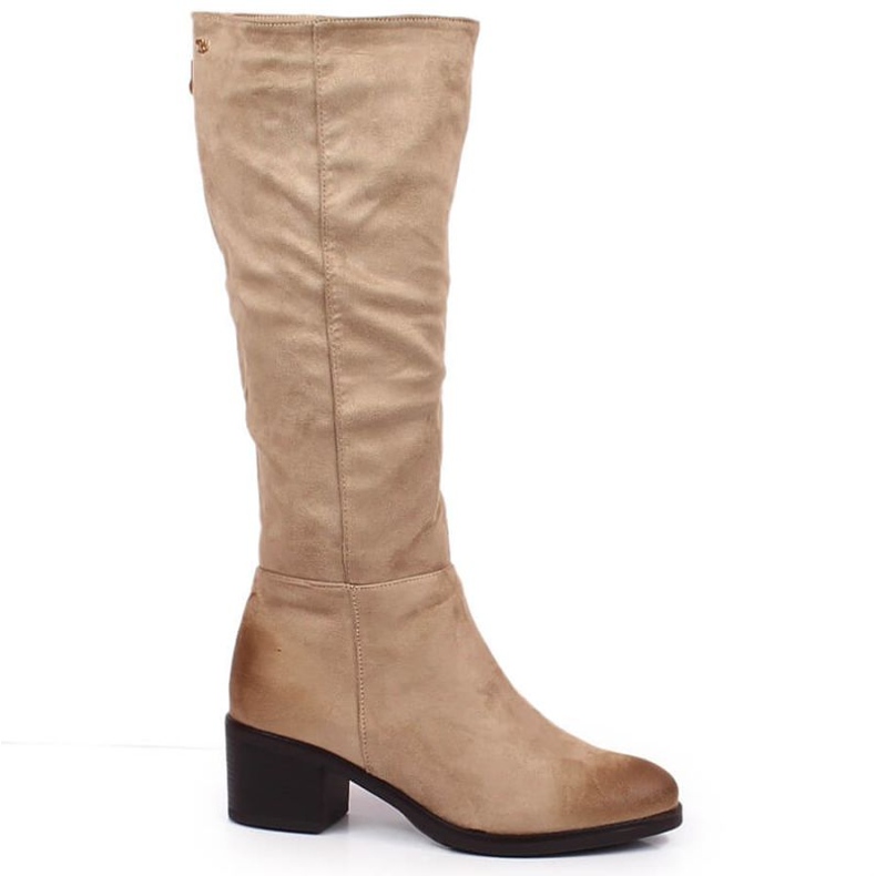 Tople čizme na petu od brušene kože T.Sokolski W SCA179B bež