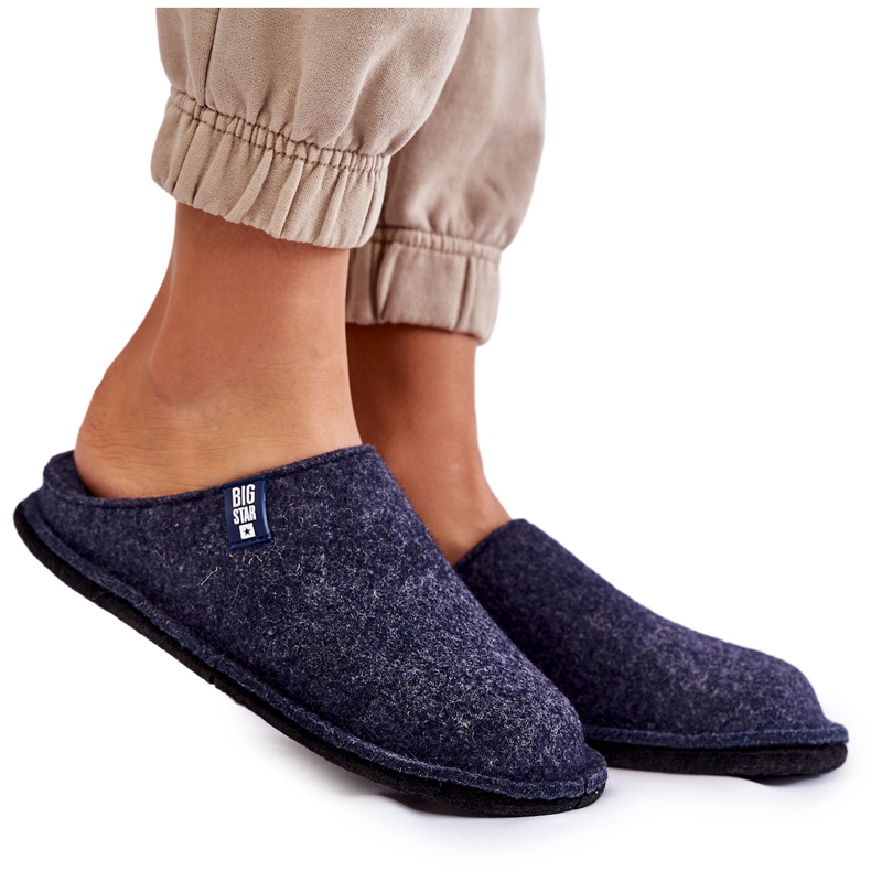 Klasične ženske papuče od filca Big Star KK276013 tamnoplave plava