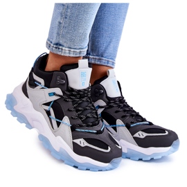 Ženske sportske cipele na masivnoj platformi Big Star KK274386 crno-sive