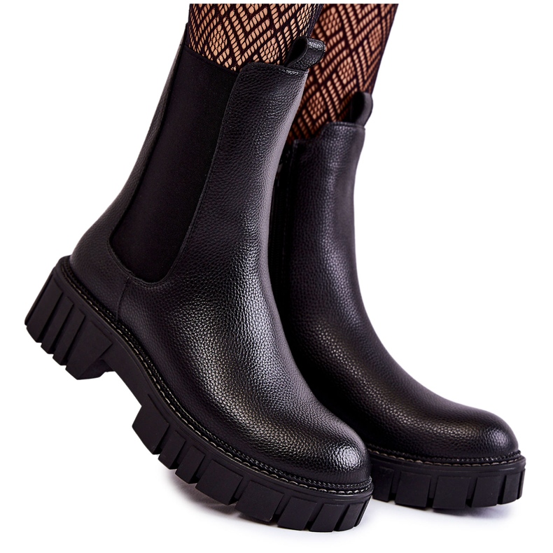 Sergio Leone Kožne ženske čizme na crnoj Bente platformi