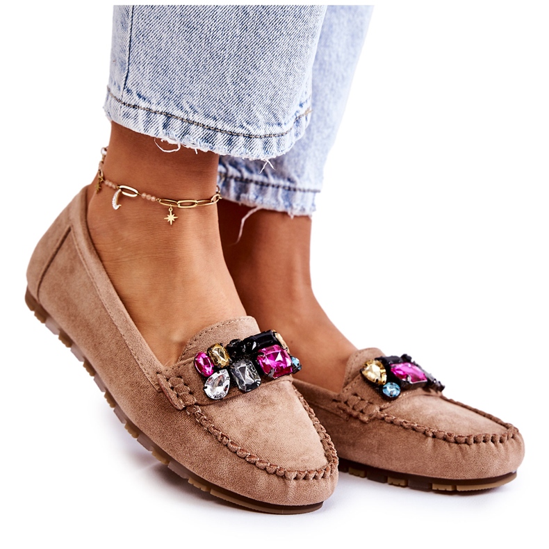 PS1 Ženske natikače od brušene kože s Beige Janetta ukrasima bež