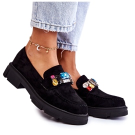 PS1 Ženske natikače od brušene kože s ukrasom crne Karlott crno