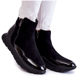 Vinceza Ženske crne gležnjače tenisice od brušene kože crna