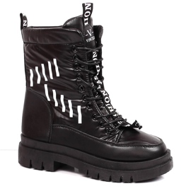 Ženske čizme za snijeg na vezanje s crnom Vinceza platformom crna