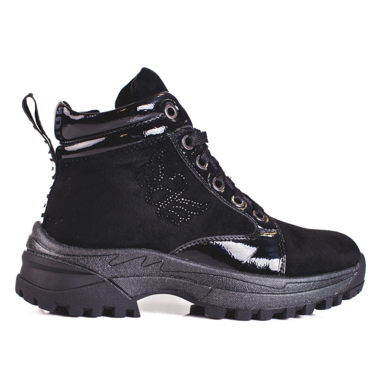 Crne čizme za djevojčice s debelim potplatom crno