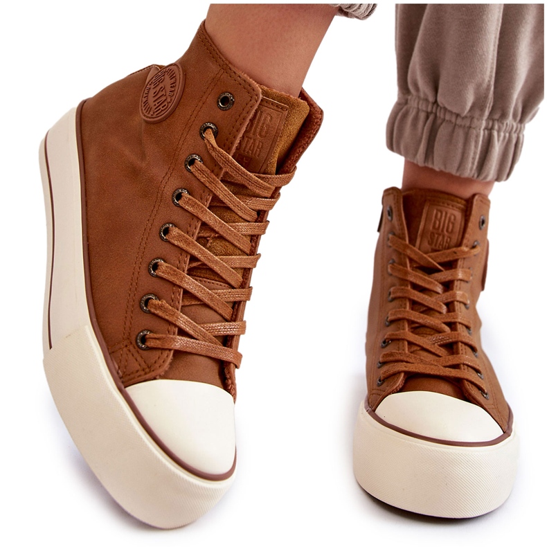 Ženske visoke izolirane tenisice Big Star KK274171 Smeđe smeđa