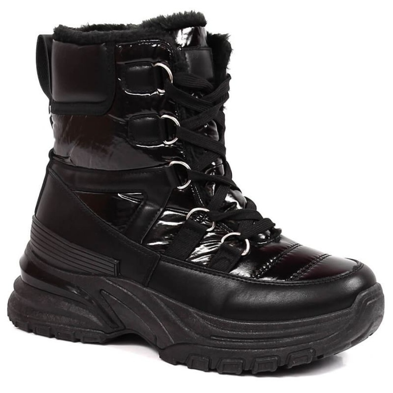 Metalik čizme za snijeg na vezanje Potocki W WOL117A crno