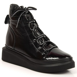 Kožne lakirane izolirane čizme Artiker W HBH36 crna