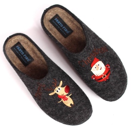 Ženske kućne božićne papuče od filca Panto Fino KK267038 siva