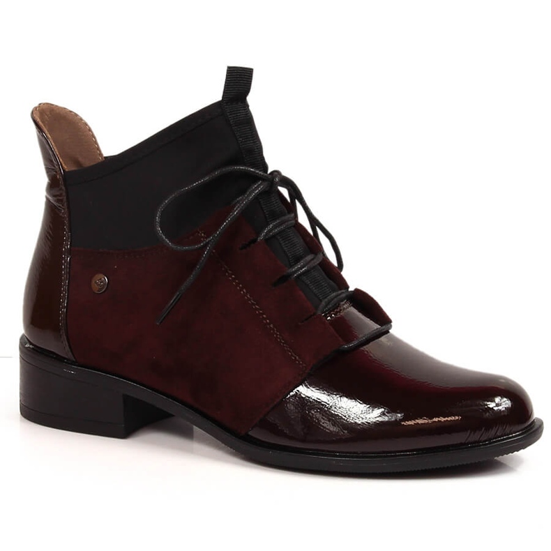 Ženske kestenjaste Jezzi čizme s ravnom petom bordo crvena