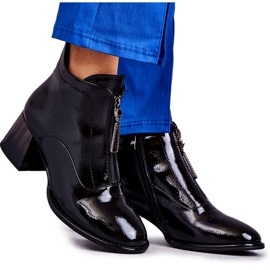 S.Barski Ženske lakirane gležnjače s patentnim zatvaračima, crne crna