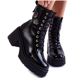 FILIPCZYK Moderne crne gležnjače na visoku petu s kožnom izolacijom crna