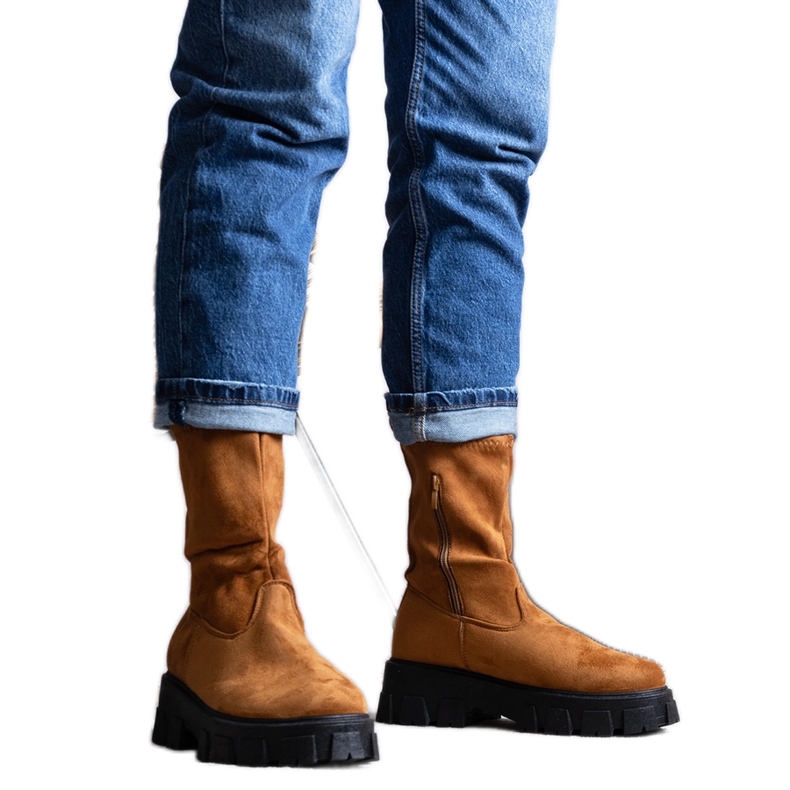 Smeđe gležnjače s platformom smeđa