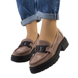 Smeđe cipele od eko antilop kože bež