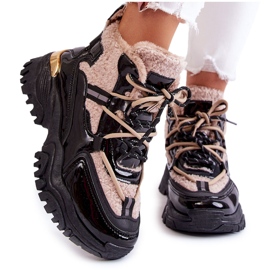 PM1 Ženske sportske izolirane čizme Edora crne i bež boje crna