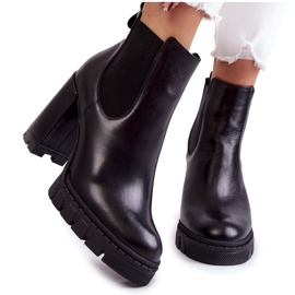 Glatke kožne čizme na traci Black Eldey crna