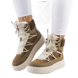 PA1 Ženske zelene čizme za snijeg iz Laursena bež smeđa kaki