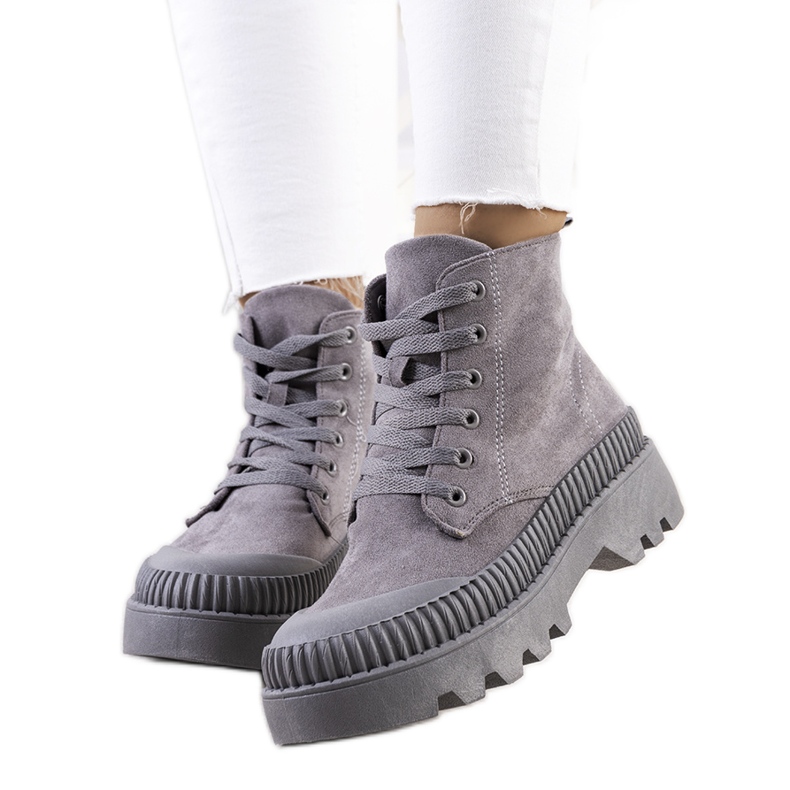 PA1 Sive Devost tenisice od eko antilop kože siva