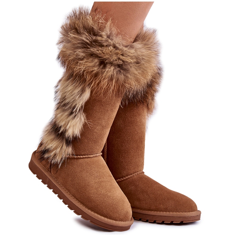 FS1 Ženske tople čizme za snijeg od brušene kože Camel Balvin smeđa raznobojna